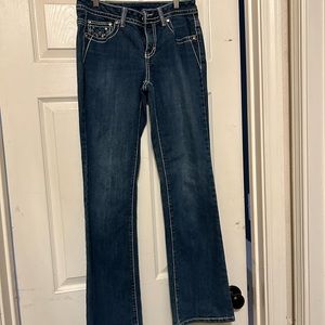 Style & Co bedazzled pocket boot cut jeans, size 4, 32” inseam